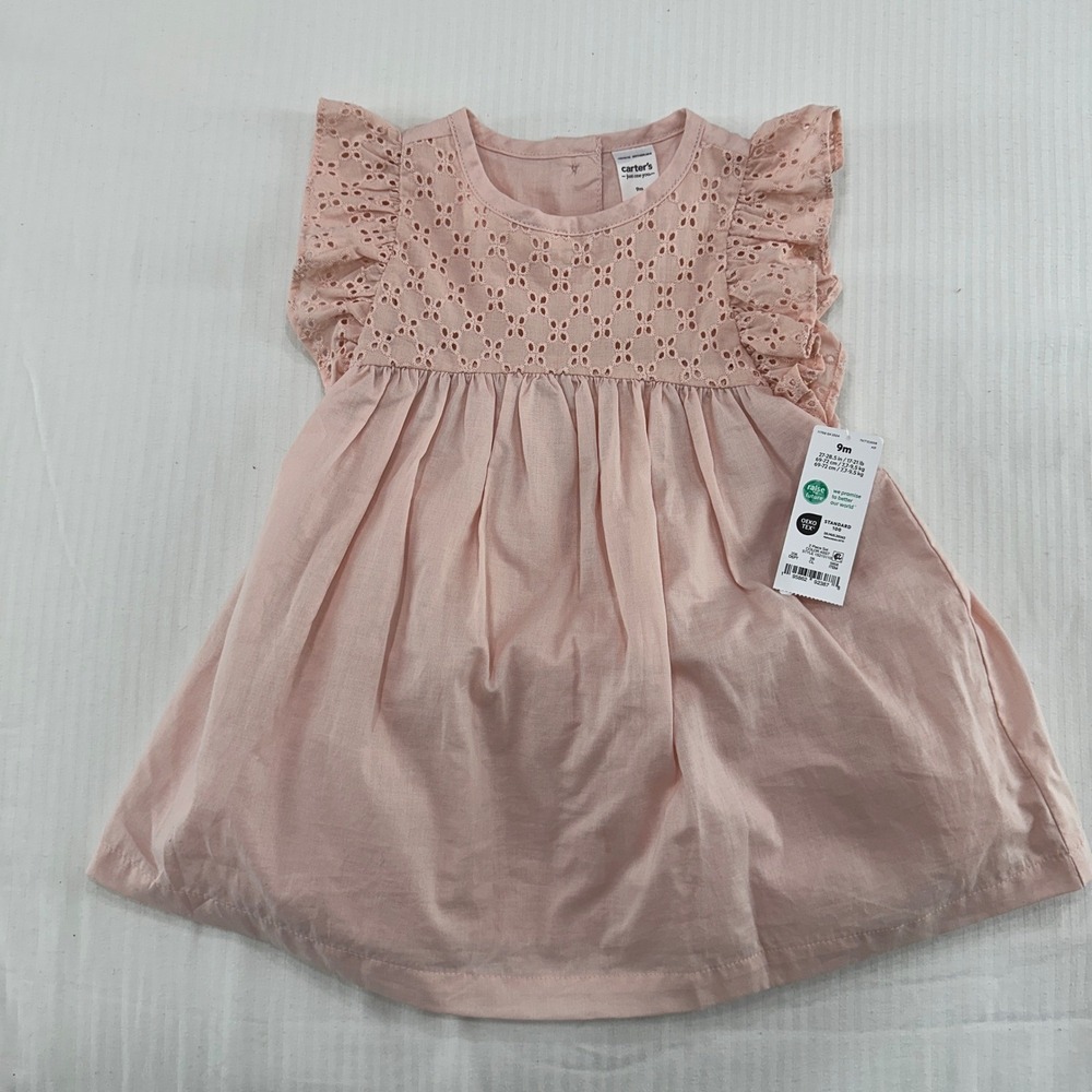 Carter's Just One You Baby Girl 9M Pinkβ Eyelet Ruffle Dress | Cottagecore